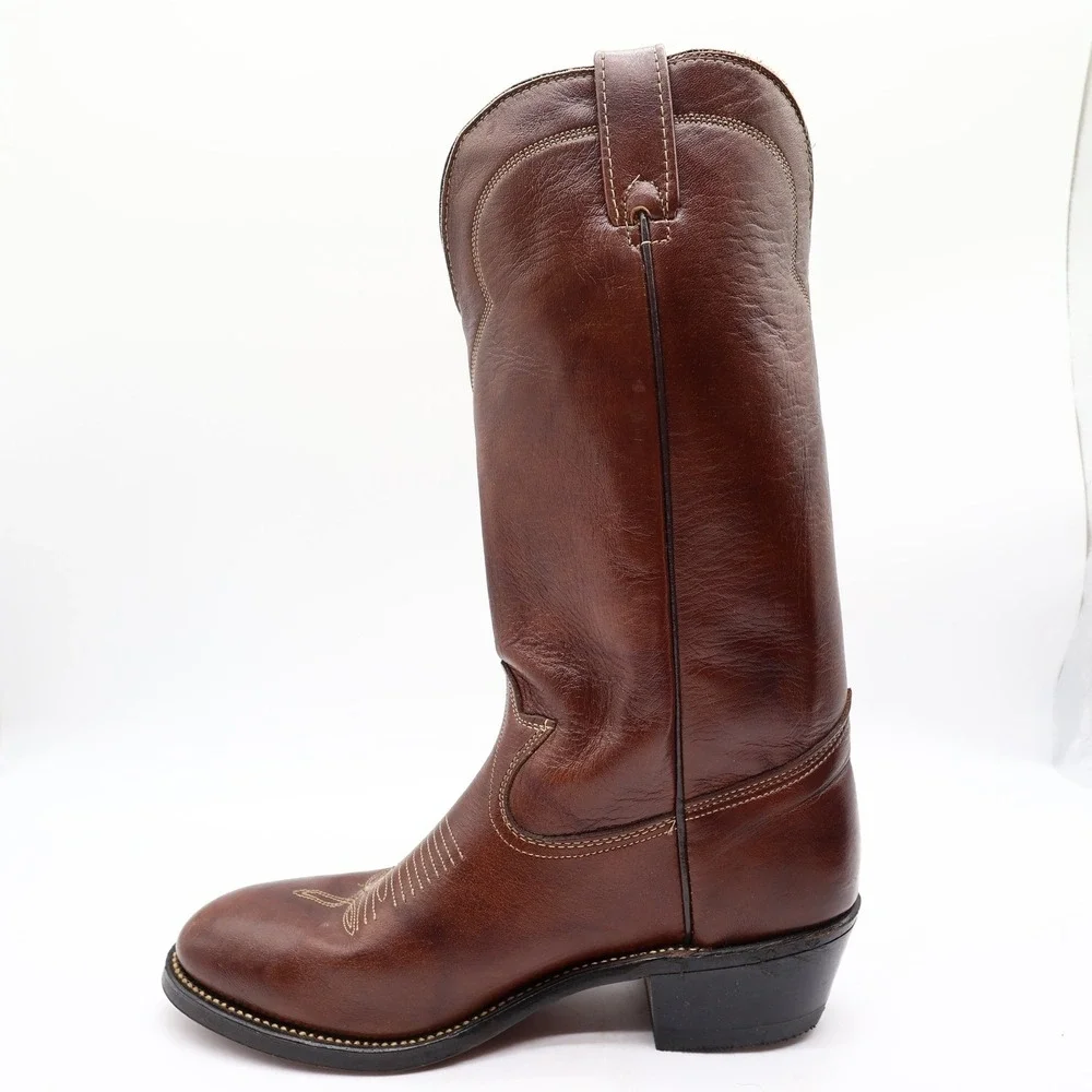 Laredo Vintage 90s Western Boots Mens 9 D Chocolate Brown Leather 2723 NIB